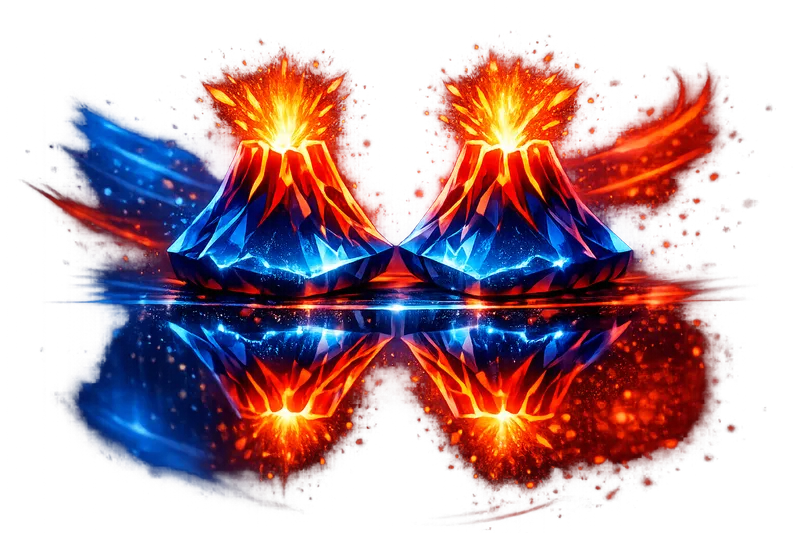 Vulkan casino card floating with glowing particles in a dark background, 3D glossy style.