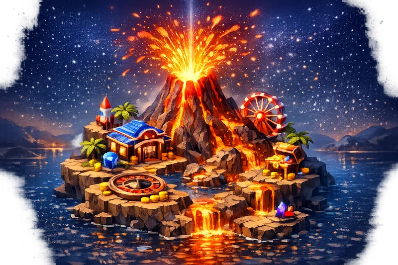 Vulkan casino card floating with glowing particles in a dark background, 3D glossy style.